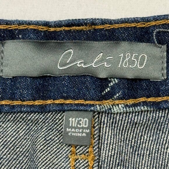 Cali 1850 Women's Wide Leg Mid Rise Western Print Blue Denim Jean Size 11/30 NWT - Picture 5 of 10